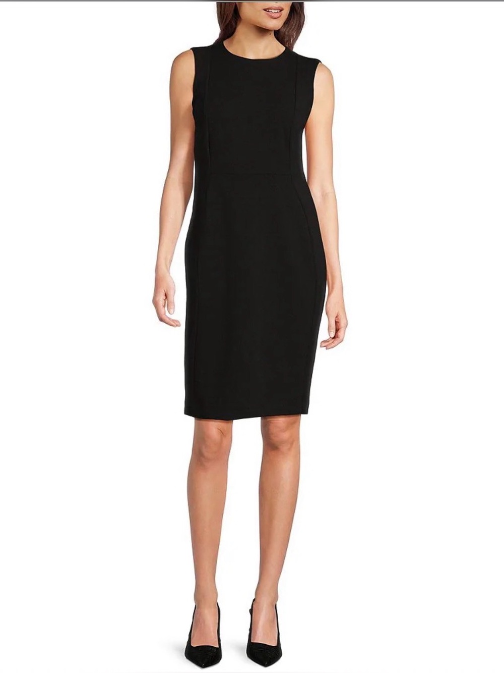 Calvin Klein Black Scuba Crepe Sheath Dress, Size 12